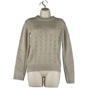 English Factory Womens XS Knit Sweater Mohair Wool Blend Pointelle Cottagecore